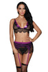 Black Purple Scalloped Bralette Set